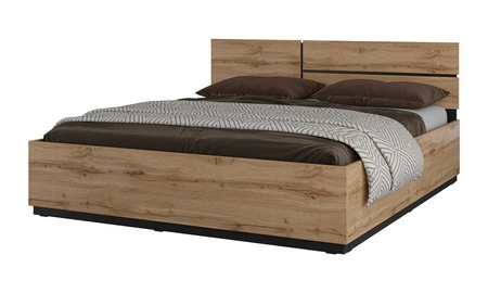 Łóżko Cross 180x200 cm dąb wotan idealne łóżko z pojemnikiem do stylowej sypialni z wysokim zagłówkiem