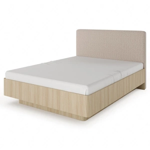 Łóżko Viki 160x200 cm z pojemnikiem na pościel dąb barista komfortowe łóżko do sypialni z tapicerowanym zagłówkiem zaoblone boki