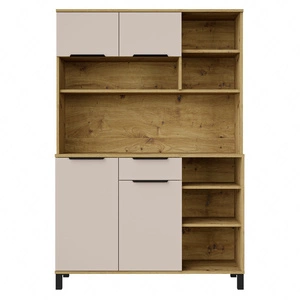 Kredens kuchenny Soela 119 cm dąb artisan / beżowy bufet do kuchni doskonały do aranżacji małego aneksu kuchennego w mieszkaniu
