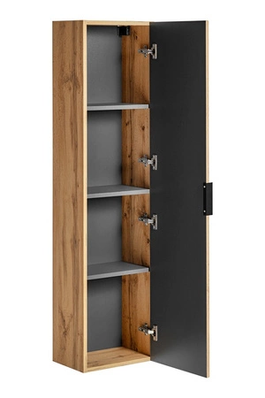 Zestaw mebli łazienkowych Adeel dąb wotan stylowe meble z ryflowanymi frontami odporne i trwałe zestaw z szafką do umywalki nablatowej