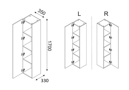 Słupek łazienkowy wiszący Luxor 35 cm dąb olejowany / beżowy solidnie wykonana szafka łazienkowa z oryginalnym ryflowanym frontem
