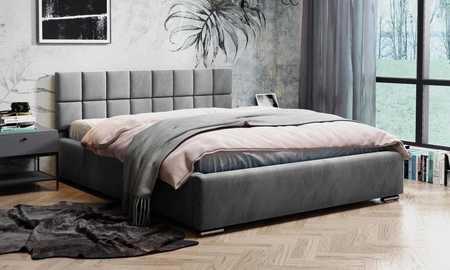 Łóżko tapicerowane Nessa 160x200 szary popiel stylowe łóżko z pojemnikiem na pościel wygodny zagłówek zachwyca eleganckim designem