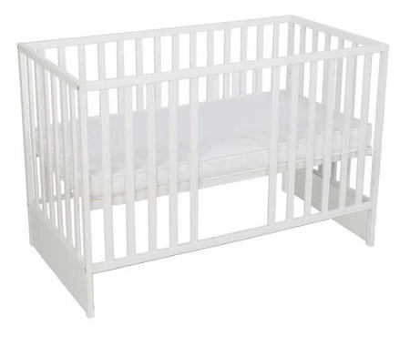 Łóżeczko niemowlęce z szufladą Luxe 120x60 cm białe klasyczne łóżeczko do pokoju niemowlęcego wykonane z litego drewna bukowego