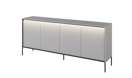 Zestaw mebli Trend szary nowoczesny design meble z klimatycznym oświetleniem w postaci paska led pod górnym blatem ryflowane fronty