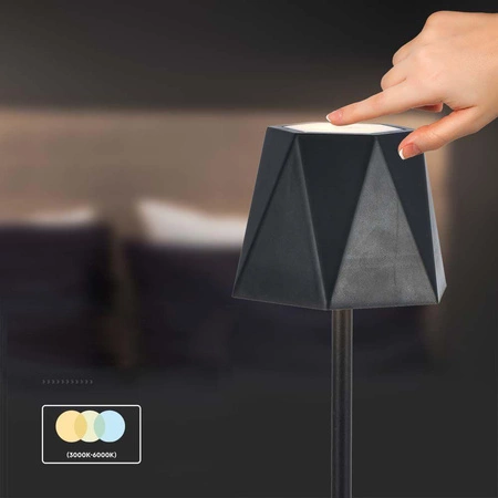 Lampka nocna Varie czarna 1,5W 3000K-6000K stylowa lampa do każdej aranżacji charakterystyczny abażur funkcja zmiany barwy światła