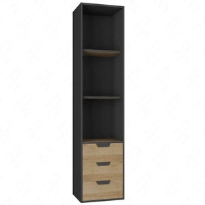 Regał z szufladami Nano 45 cm grafit / dąb riviera obrzeża wykończone specjalną okleiną stylowy oraz funkcjonalny dodatek do gabinetu i pokoju nastolatka