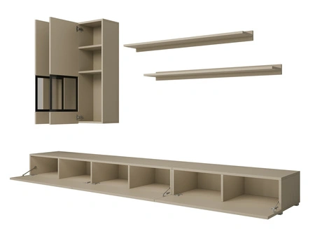 Meblościanka Baros beżowa modernistyczny design idealnie wkomponuje się do każdego wnętrza