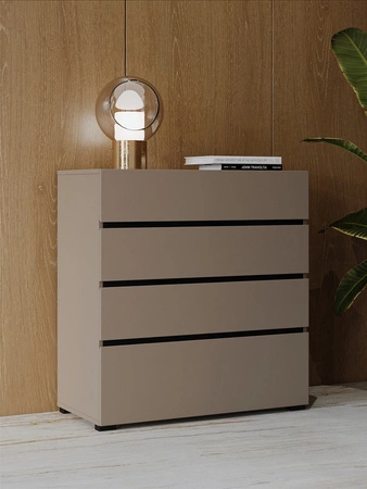 Komoda z szufladami Cross 80 cm ciemny beżowy stylowy design komody do sypialni prosta forma w nowoczesnym wydaniu