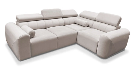 Narożnik z funkcją spania Cantare II ceglasty prawostronny komfortowy narożnik do salonu o stylowym charakterze miękka tkanina