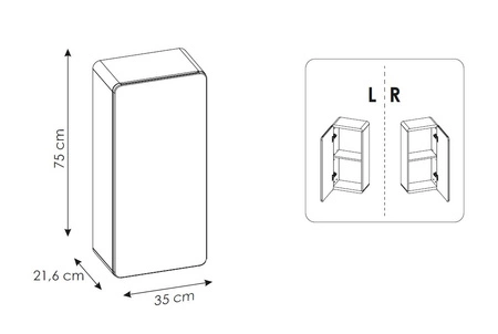 Szafka łazienkowa wisząca Aruba 35 cm dąb craft złoty elegancka szafka do łazienki wykonana z odpornych i trwałych materiałów