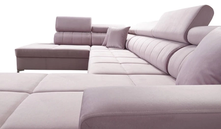 Narożnik z funkcją spania Nausa VI grafitowy prawostronny stylowy narożnik do salonu o komfortowym wykończeniu tkanina typu velvet