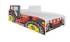 Łóżko Tractor Red 80x160 cm designerskie łóżko z materacem w kształcie traktora z ozdobnym nadrukiem wykonane z solidnych materiałów
