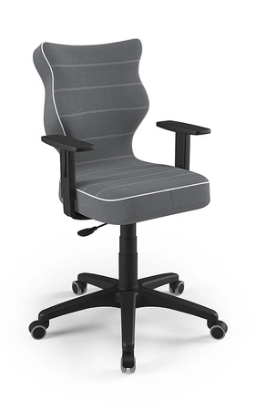 Krzesło do biurka Duo ciemny szary dopasowane do wzrostu 146-176,5 cm ergonomiczne krzesło obrotowe z regulowanymi podłokietnikami