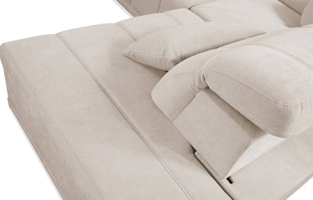 Narożnik z funkcją spania Cetara VI szary lewostronny komfortowy i stylowy narożnik rozkładany z przesuwanymi oparciami