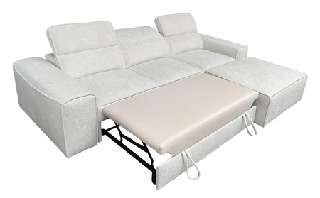 Narożnik z funkcją spania Viano szary popiel prawostronny stylowy narożnik o ciekawym kształcie regulowane zagłówki ozdobne poduszki