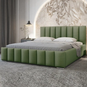 Łóżko tapicerowane Foggo 140x200 miętowe stylowe łóżko z pojemnikiem na pościel wygodny zagłówek zachwyca eleganckim designem
