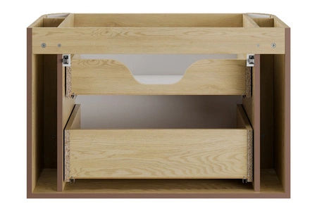 Szafka pod umywalkę Ovalia Cremona 80 cm dąb cremona stylowa szafka z szufladami zaokrąglony kształt dekoracyjne pionowe ryflowania