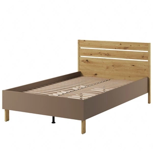 Łóżko Lenny 120x200 cm truflowy / dąb artisan komfortowe łóżko do pokoju młodzieżowego lub dziecięcego wysoki zagłówek