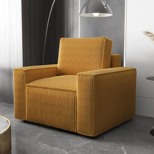 Fotel Nelo miodowy klasyczny design w nowoczesnym wydaniu wygodny fotel do salonu prążkowana sztruksowa tkanina