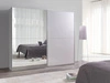 Szafa przesuwna z lustrem Lux 244 cm biały połysk nowoczesny design oraz wykończenie ABS idealna szafa do sypialni lub garderoby