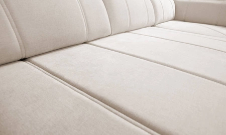 Narożnik z funkcją spania Cetara III szary brąz prawostronny ergonomiczny narożnik z przesuwanym oparciem i regulowanymi zagłówkami