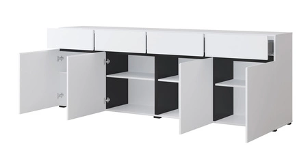 Komoda z szufladami Cross 225 cm biała prosta forma w nowoczesnym wydaniu idealna komoda do salonu lub sypialni geometryczny kształt