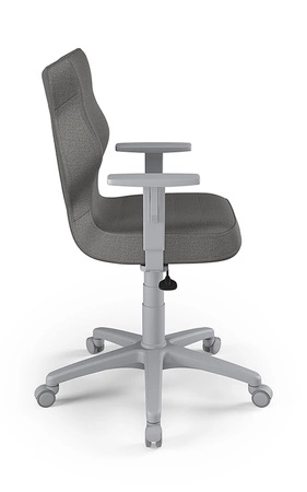 Krzesło do biurka Duo ciemny szary idealne do wzrostu 159-188 cm ergonomiczne siedzisko regulowane podłokietniki odporna tkanina