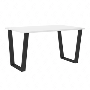 Stół Woburn 138x67 cm biały / czarny prosta forma mebla wzbogacona o stylowe czarne nogi w stylu loftowym blat odporny na rozlanie cieczy
