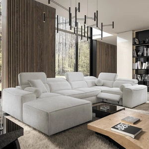 Narożnik z funkcją spania Viano IV Lux szary popiel lewostronny designerski narożnik z wysuwanym podnóżkiem duży pojemnik na pościel