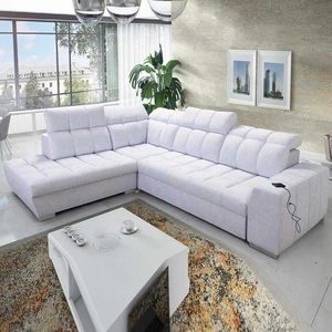 Narożnik z funkcją spania Luigi VII szary popiel lewostronny komfortowy narożnik rozkładany utrzymany w nowoczesnej formie