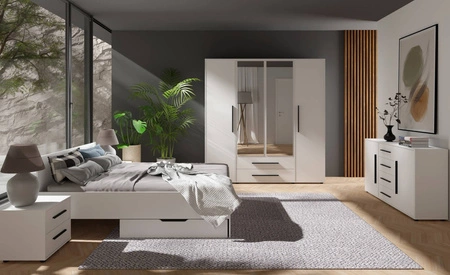 Komoda z szufladami Maxione 99 cm biała minimalistyczny design klasyczna forma idealna komoda do salonu lub pokoju dziennego