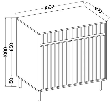 Komoda z szufladami Osaka 100 cm dąb evoke / czarny minimalistyczny design doskonała propozycja komody do salonu i sypialni gustowny ryflowany front