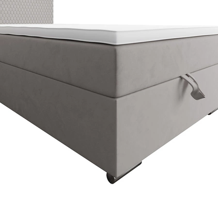 Łóżko kontynentalne Fargo 90x200 szare w nowoczesnym skandynawskim stylu z tapicerowanym zagłówkiem łóżko z pojemnikiem