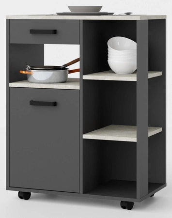 Szafka kuchenna Aigro 70 cm antracyt / beton smart funkcjonalna szafka kuchenna z kółkami idealny mebel do przechowywania naczyń