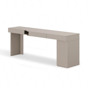 Biurko z kontenerkiem Woow 211 cm clay grey prawe funkcjonalne biurko młodzieżowe z możliwością obustronnego montażu