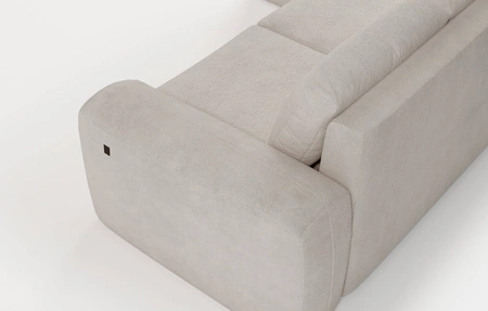 Narożnik z funkcją spania Arbon czarny lewostronny nowoczesne wzornictwo narożnika o charakterystycznym kształcie miękka tkanina