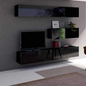 Meblościanka Apulia VIII czarny połysk wyjątkowo stylowa meblościanka proste bryły wpisujące się w każde wnętrze