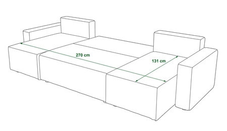 Narożnik z funkcją spania Nelo U zielony komfortowy i nowoczesny narożnik z pojemnikiem na pościel sztruksowa prążkowana tkanina