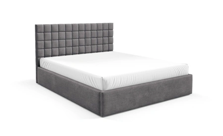 Łóżko tapicerowane Graso 180x200 ciemny szary nowoczesne i eleganckie łóżko gustowny symetryczny wzór na wezgłowiu pojemnik na pościel