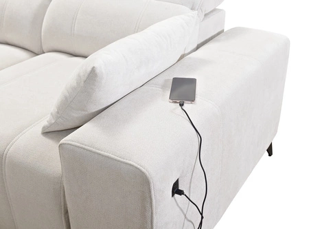 Narożnik z funkcją spania Penejos łososiowy lewostronny elegancki narożnik z pojemnikiem na pościel komfortowe regulowane zagłówki