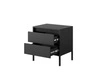 Szafka nocna Sesti czarna z szufladami nowoczesny design szafka o oryginalnym wyglądzie osadzona na stabilnej metalowej podstawie
