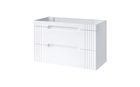 Szafka pod umywalkę Fiji White 100 cm biała modna szafka o subtelnej kolorystyce podkreślonej nowoczesnym ryflowaniem na frontach