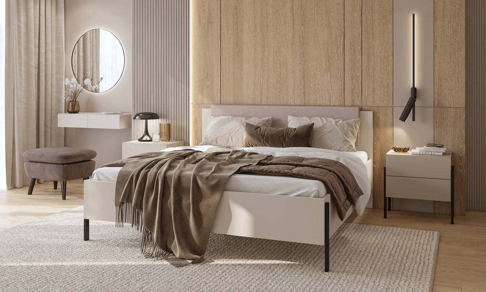 Łóżko Jukon S 160x200 w kolorze beżowym