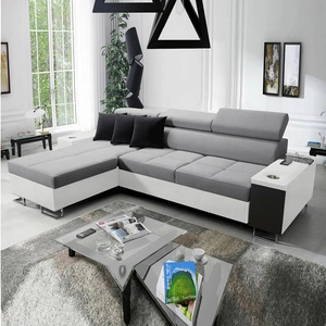 Narożnik z funkcją spania Dafni szaro biały lewostronny pleciony komfort i funkcjonalność podczas codziennego wypoczynku