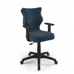 Krzesło do biurka Duo granatowe dopasowane do wzrostu 146-176,5 cm ergonomiczne krzesło obrotowe z regulowanymi podłokietnikami
