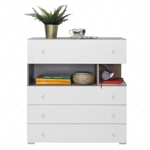 Komoda z szufladami Epsilon 85 cm beton / biała / dąb idealna do pokoju młodzieżowego funkcjonalna i pojemna