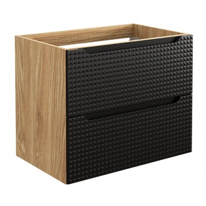 Szafka pod umywalkę Luxor 70 cm dąb olejowany / czarny designerska szafka z ryflowanymi frontami frezowane uchwyty i pojemne szuflady