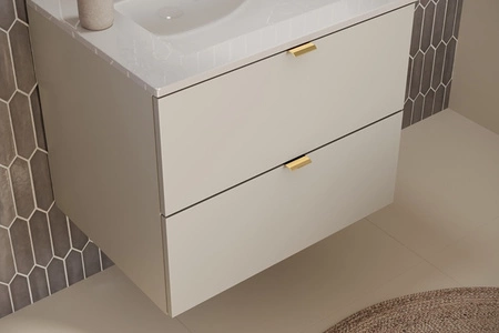 Szafka pod umywalkę Dalia 80 cm beżowa estetyczna szafka z szufladami idealna do klasycznych aranżacji staranne wykonanie