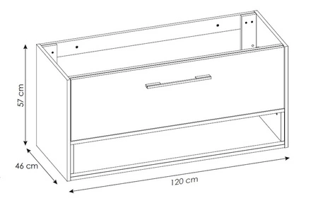 Szafka pod umywalkę Borneo 120 cm szary / dąb artisan oryginalny design i stylowa kolorystyka pojemna szafka do łazienki z szufladą