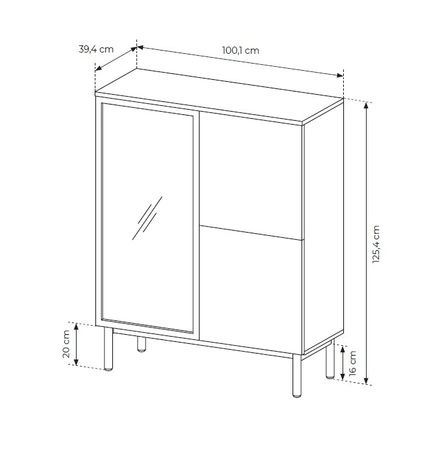 Zestaw mebli Clovis czarny / dąb evoke nietuzinkowy design system push to open przeszklone fronty lamele we wnętrzu meblościanki